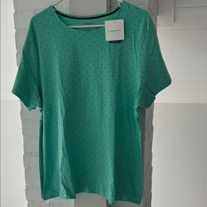NWT Croft & Barrow Teal Polka Dot Tee